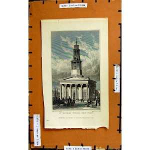  1827 View St. Pancreas Church Architecture Engraving