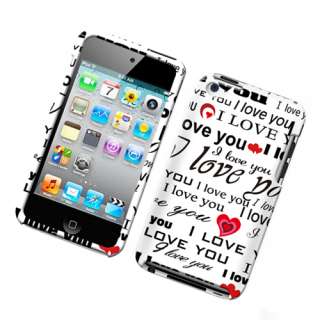 For Apple iPod Touch 4 Hard RUBBERIZED Case I Love You  