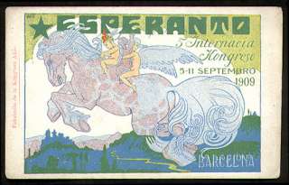 ESPERANTO 1909 Congress Barcelona Fantasy Horse Cupids ~ FINAL Sale 