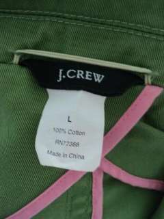 Womens J. CREW Green Broken In chino Twill Cotton Jacket Blazer Sz L 
