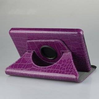 Ctech 360 Degrees Rotating Stand (Purple Crocodile) Leather Cover Case 
