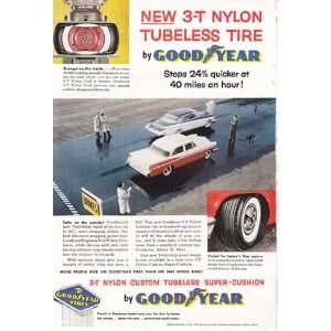    Print Ad: 1956 Goodyear: 3 T Nylon Tubeless Tire: Goodyear: Books