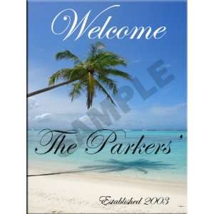  Tropical Palm Tree Personalized Ceramic Welcome Sign 