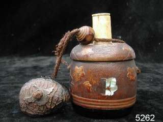 Edo Period Inlaid & Lacquered Wood Gun Powder Case Inro  
