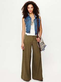NEW FREE PEOPLE Chic LINEN Blend HIGH WAIST PLEATED WIDE LEG PANTS 2 4 