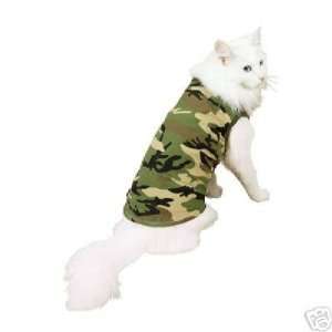 Savvy Tabby Kitty Cat Camo Tank Top Shirt GREEN LARGE:  