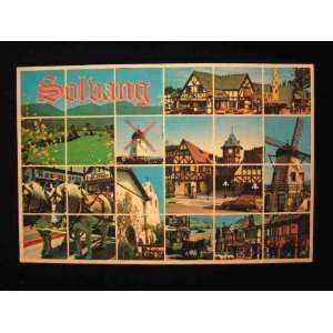  Solvang, California, Mulit View 70s Postcard not 