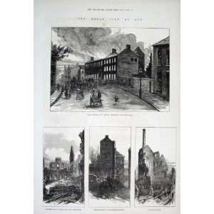  Great Fire At Ayre Antique Print 1876 Scotland