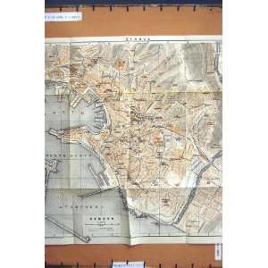  Map 1928 Street Plan Town Genova Italy Porto Nuovo