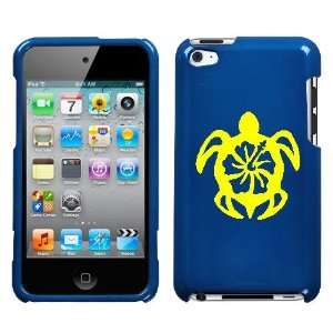 APPLE IPOD TOUCH ITOUCH 4 4TH YELLOW TURTLE ON A BLUE HARD CASE COVER