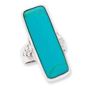  Sterling Silver Rectangle Turquoise Ring Size 9 Jewelry