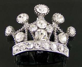 P189A Twinkling Noble Crown Princess Tiara Clear Crystal Pin Brooch 