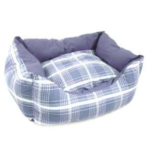   NEW PET PILLOW BED   BLUE PLAID PLUSH cozy cat and dog: Pet Supplies
