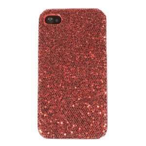  Red Glittery Bling Leather Case for Apple iPhone 4 / 4s 