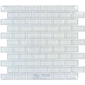  2 x 1 brick crystallized glass mosaic sheet in artic ice 