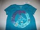 NEW Girls OLD NAVY Blue Short Sleeve T Shirt With Peace Sign Size XS 
