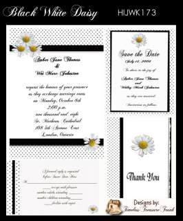 Delux Daisy Polka Dot Wedding Invitation Kit on CD  