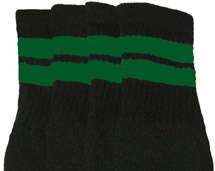 25” KNEE HIGH BLACK tube socks with GREEN stripes style 2 (25 48 