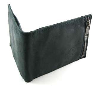   is designed with a smooth black leather that is given a broken in look