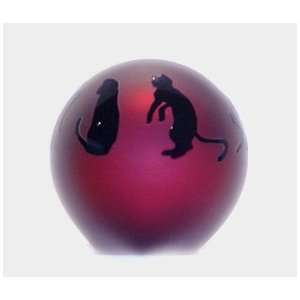 Correia Designer Art Glass, Paper Weight Cats, ruby/black:  