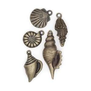 Blue Moon Trinket Shoppe Metal Charms 5/Pkg Sea Shell Oxidized Brass 