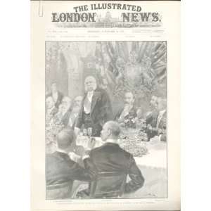  2 Official Banquets London 1895 Antique Print: Home 