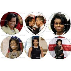 Set of 6 Michelle Obama Pinback Buttons 1.25 Pins First Lady Barack