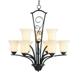 Golden Lighting 8989 9 PC Treille Two Tier chandelier, Peppercorn 