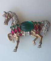 Vintage Crown TRIFARI Jewel HORSE Pin BROOCH Rare  