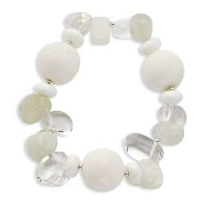   Silver Coral/Jade/Moonstone/Rock Quartz Stretch Bracelet Jewelry