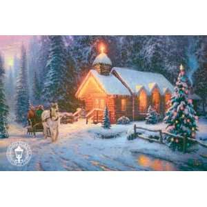 Thomas Kinkade   Christmas Chapel I   O Come All Ye Faithful Artists 