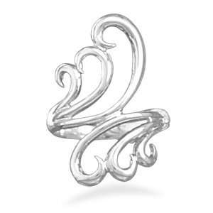  Swirling Wave Fan Style Ring Sterling Silver: Jewelry
