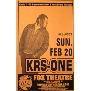  KRS One Fox Boulder Original Concert Poster rap hiphop 