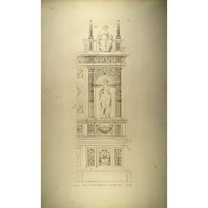  1860 Engraving Tomb Hieronymo Basso Statue S. M. Popolo 