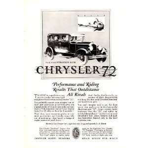  1927 Ad Illustious Chrysler 72 Original Vintage Car Print 