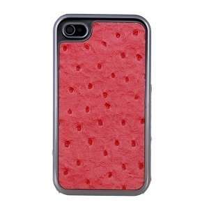  Metallic Frame Leather Back Case for iPhone 4G: Cell 