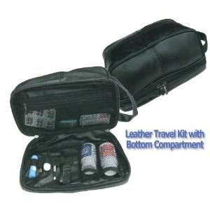  Leather Travel Kit with Bottom Compartment Beauty