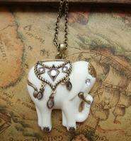Lucky Beautiful White Elephant Pendant Long Necklace  