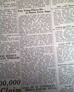 1923 CAMDEN SC Cleveland School FIRE Disaster Newspaper  