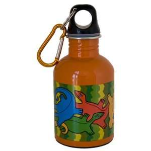  EcoUsable 10 oz Stainless Steel Bottle   Orange Dinos 