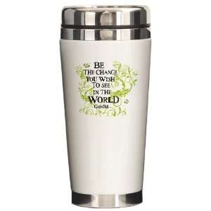  Gandhi Vine   Change   Green Religion Ceramic Travel Mug 