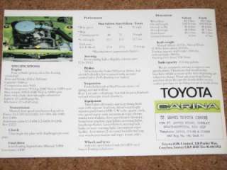 1977 The New TOYOTA CARINA BROCHURE  2nd Gen A40  MINT  