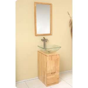Natural Wood Modern Bathroom Vanity with Mirror FVN6117NW: 17W x 21D 