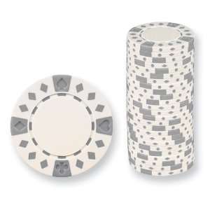 Roll of 25 White and Gray ABS Poker Chips Jewelry