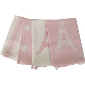  Pink and White Napkins with Eiffel Tower and Ball Fringe 