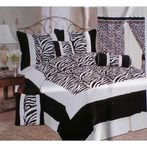   Flocking Black / White Zebra Patchwork Comforter Set: Home & Kitchen