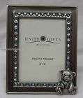 11 x 8.5cm Pewter Teddy Bear Photo Frame With Blue Diamontes Great 