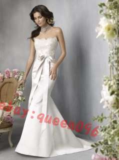 Custom New White/Ivory Lace Satin Wedding dress SZ4 28  