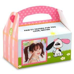  Playful Puppy Pink Personalized Empty Favor Boxes (8 