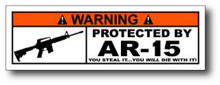 Protected By AR 15 Funny Toolbox Warning Sticker Decal  